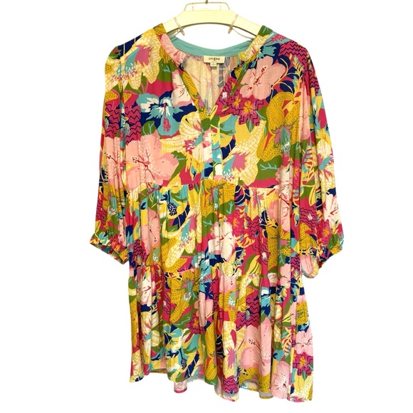 Umgee Dresses & Skirts - UMGEE Elora Split Neck Floral Dress